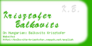 krisztofer balkovits business card